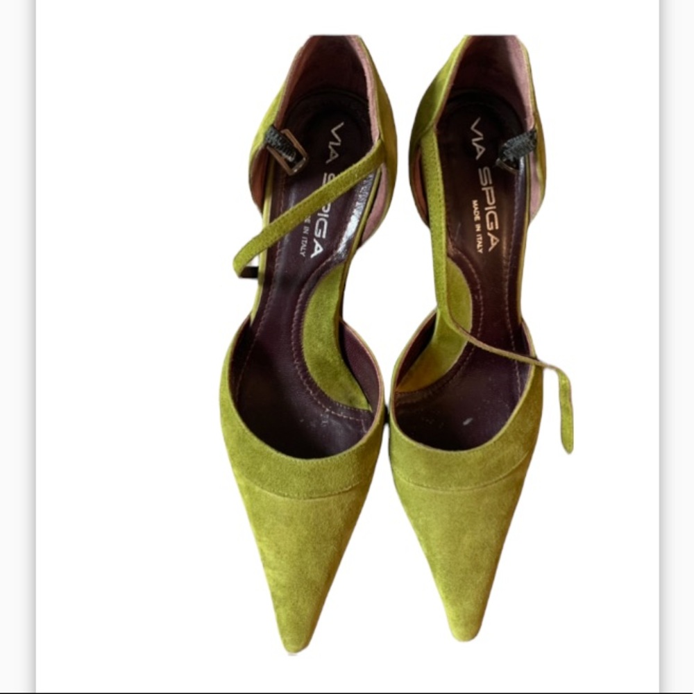 Via Spiga Italy Green Suede Heels Women’s Size 5.5M